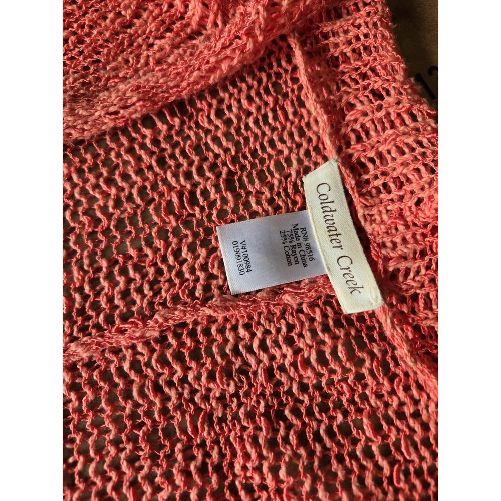 Coldwater Creek Coral Shawl Poncho Fringed Womens One Size Cape‎ - Picture 4 of 5